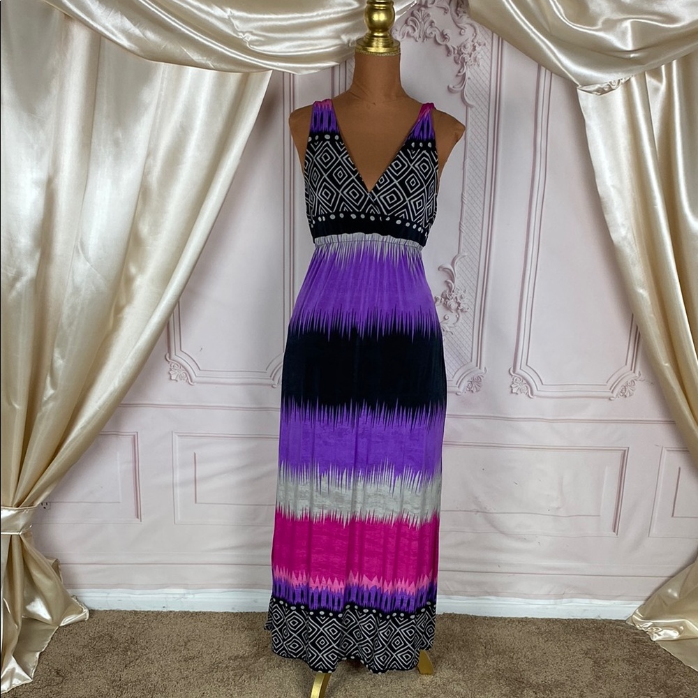 Elegant Purple and Pink Maxi Dress